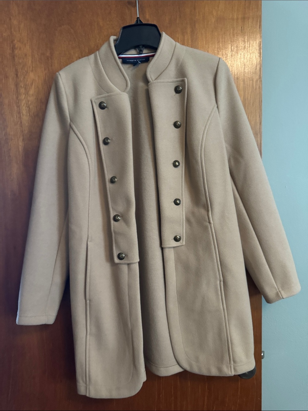 Tommy Hilfiger Women's Tan Military-Style Pea Coat